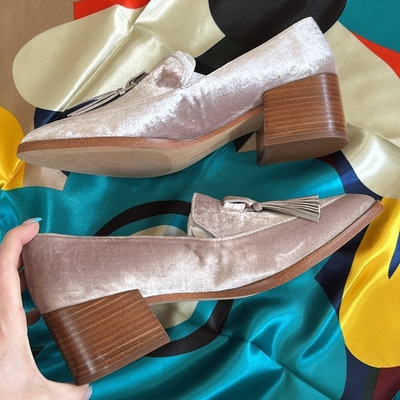 Brand New Rebecca Minkoff Edie Velvet Tassel Loafers Stacked Heel Slip On Shoes - Picture 8 of 16